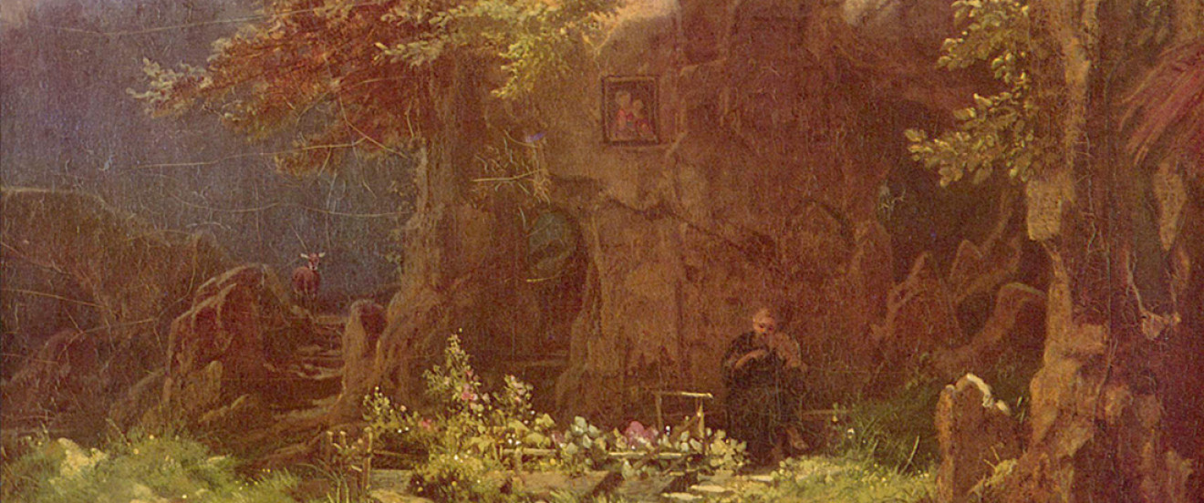 Carl Spitzweg (1862): Ein Einsiedler, Violine spielend